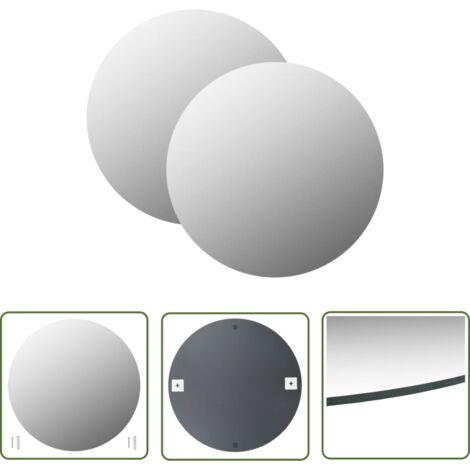 Set de 2 miroirs muraux 60 cm Rond Verre DEC022844
