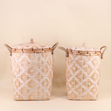 Set de 2 paniers à linge en bambou 48 et 51cm