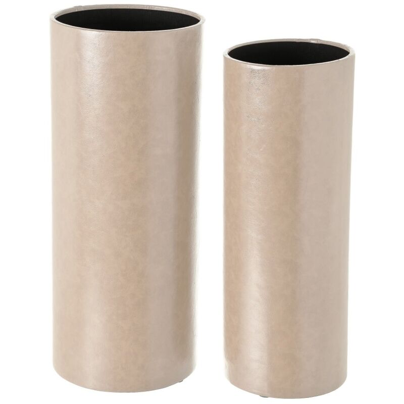 

Set de 2 paragüeros blanco roto de madera y polipiel tapizados