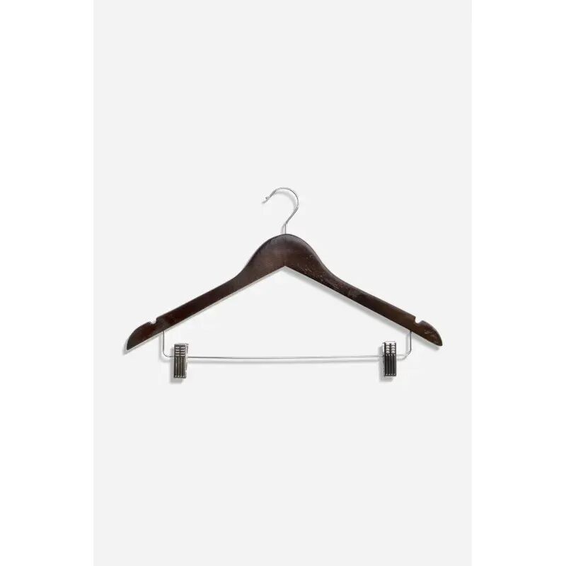 Set De 2 Perchas Madera Con Pinzas 44,5x1,2x26,5 - Marrón Oscuro