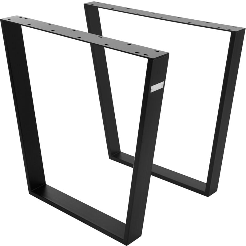 Ml-design - Jeu 2x Pieds de Table Trapèze 75x72 cm, Noir, Forme de v, Profil 8x2 cm, Acier Laqué Époxy, Style Industriel, Incliné, Piétement Métal