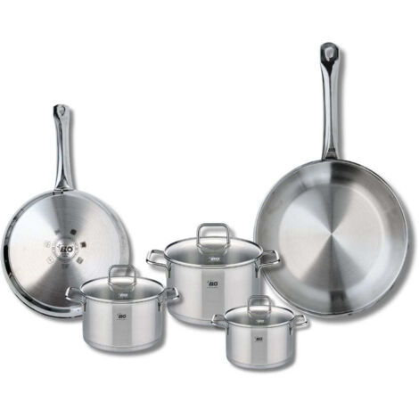 Set de 2 Poêles de cuisson 24 et 28 cm et 3 faitouts 12, 14 et 16 cm Elo Profi Citrin