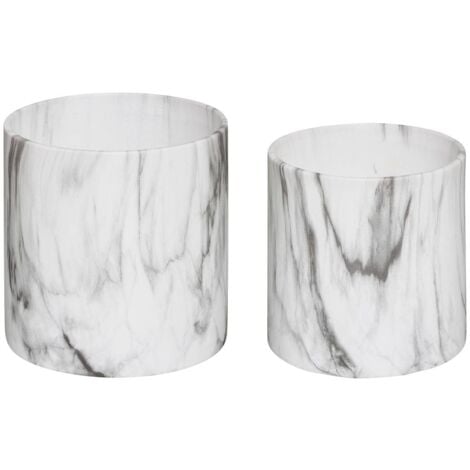 Set de 2 pots céramique marbre noir et blanc D12 D15cm - Atmosphera créateur d'intérieur