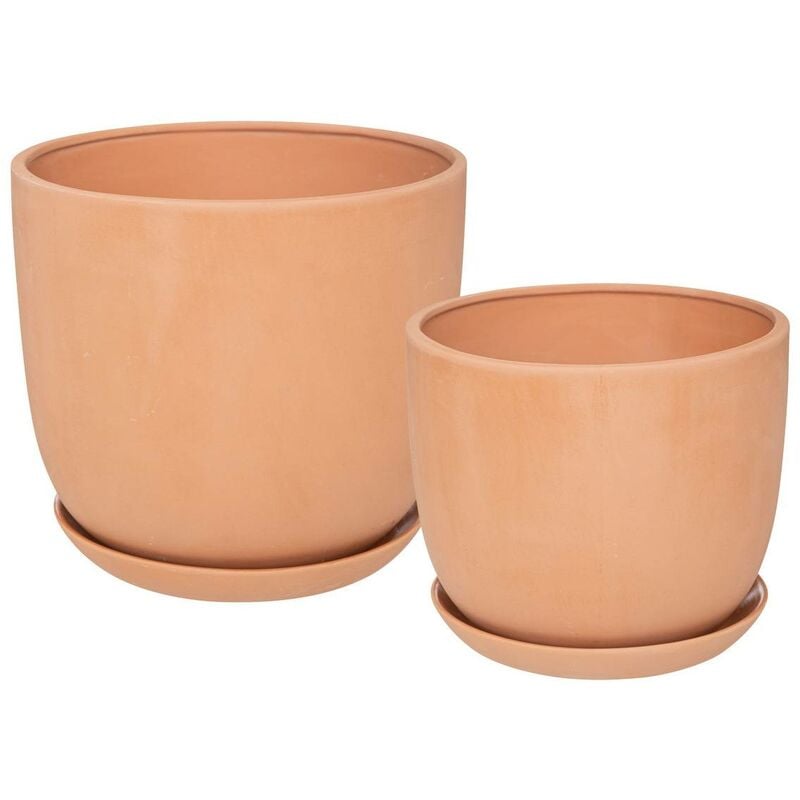 Atmosphera - Set de 2 pots Cosy rose terracotta créateur d'intérieur - Terracotta