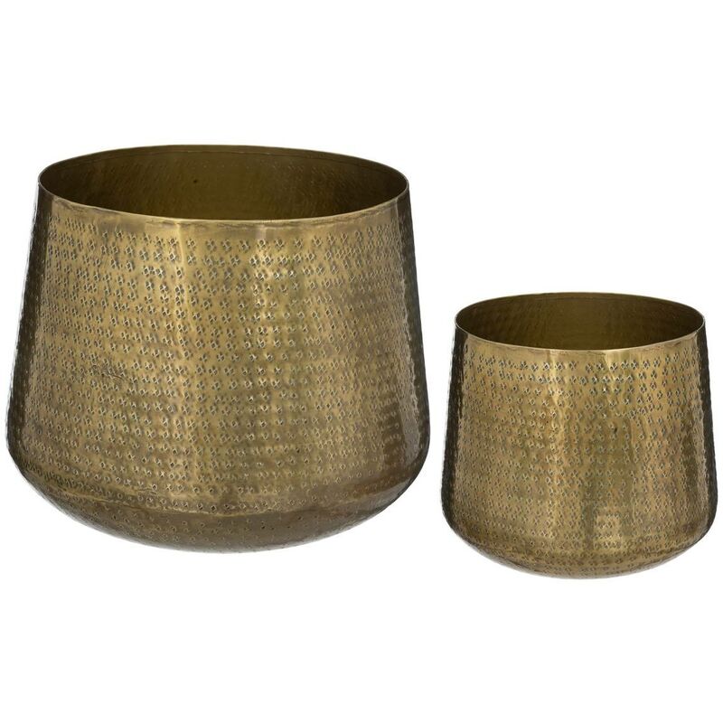 Set de 2 pots en métal D24 30cm doré Atmosphera créateur d'intérieur - Or