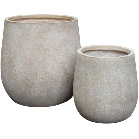 Set de 2 pots rond en terre d'argile, LAGOS