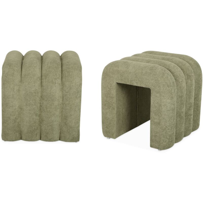 Set de 2 poufs contemporains en tissu vvert