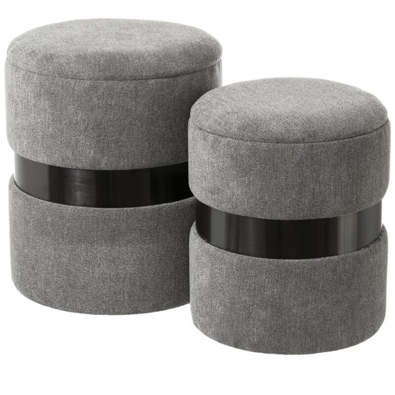 

Set de 2 puffs baúl grises contemporáneos de terciopelo y madera