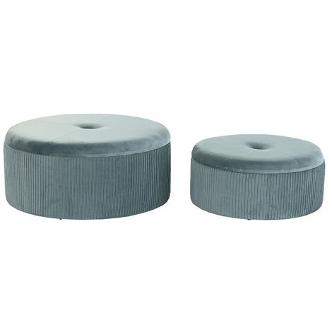 Set de 2 repose-pieds Coffres en velours coloris vert -PEGANE-