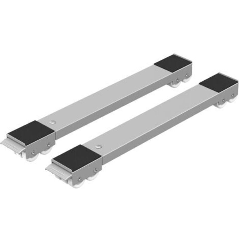 Set de 2 roulettes de transport moblies châssis laveuse pour frigo - sécheuse frigo jusqu'à 300 kg freins gris