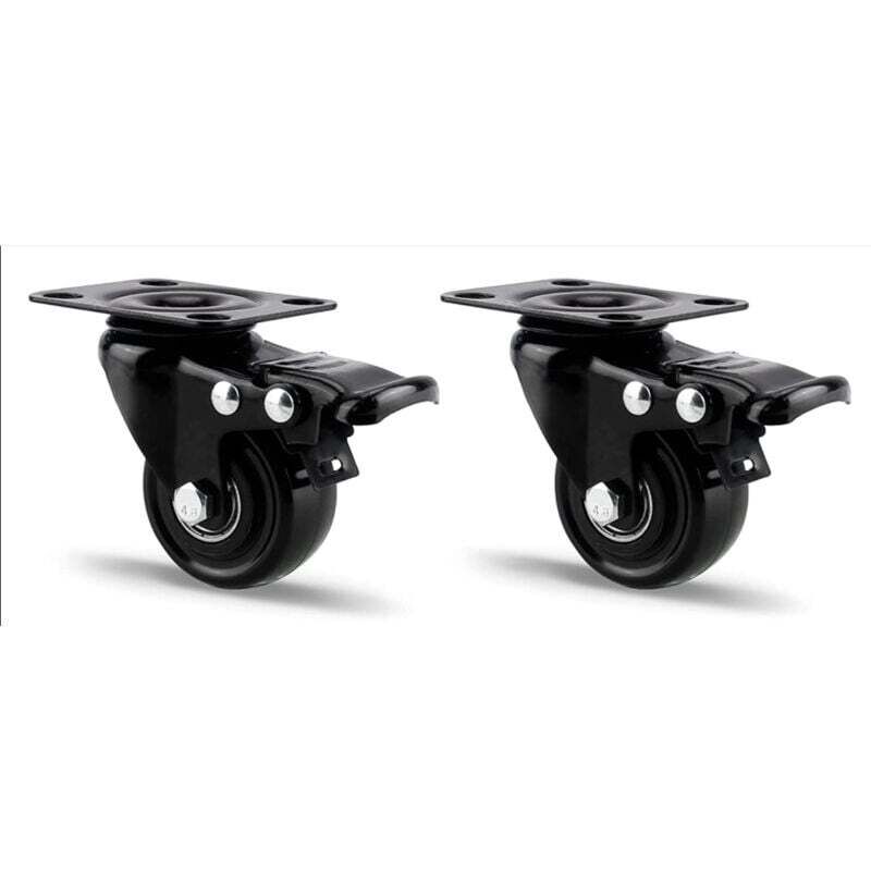 Set de 2 Roulettes pivotantes, 50mm Roulettes avec Frein Roues pour Meubles, Roulettes Transports jusqu'à 300 kg Heavy Duty Industrielles Plaques