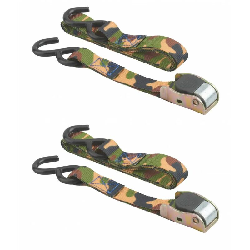 Thirard - Lot de 2 sangles de serrage, 2m, à cliquet, crochet s, camouflage