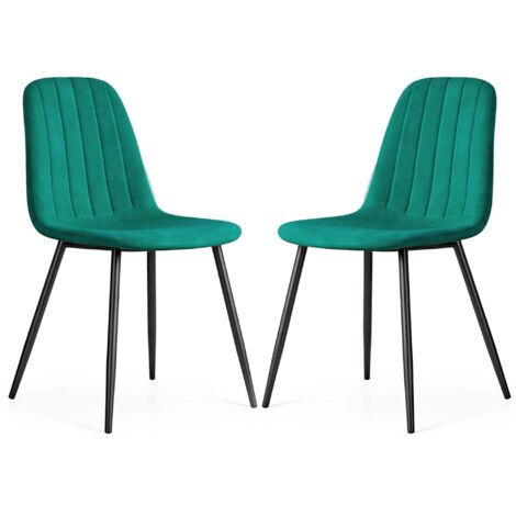 Set de 2 Sillas acolchadas LUMO Verde Botella patas negras