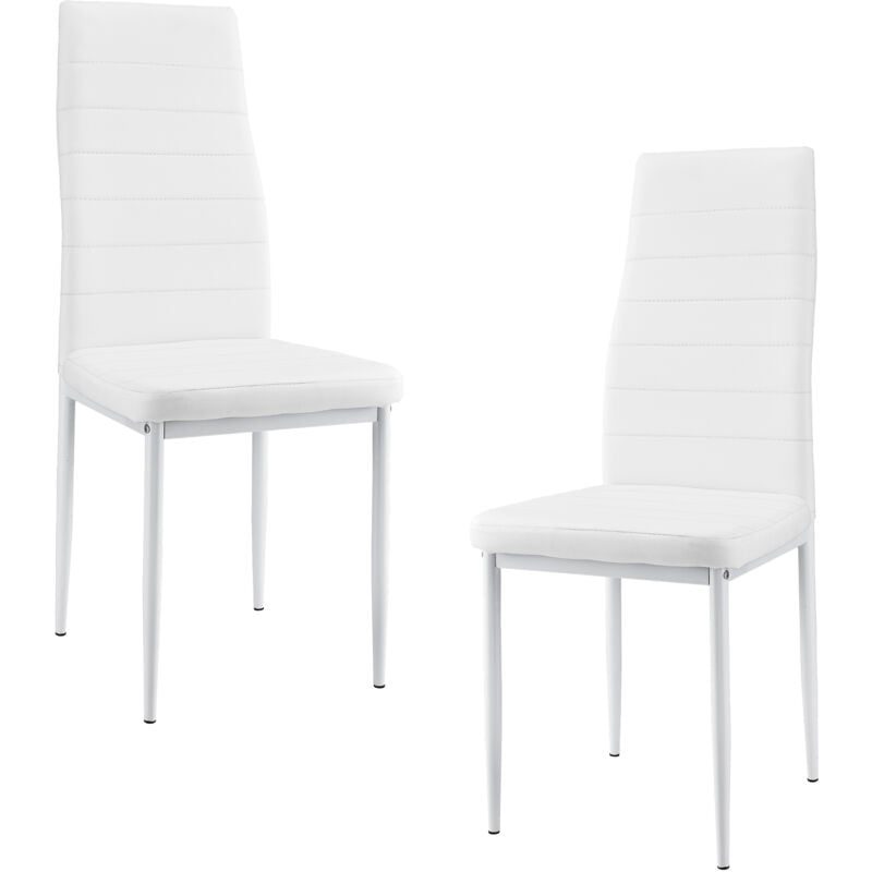 

Set de 2 sillas blancas respaldo alto comedor silla tapizada cuero sintético