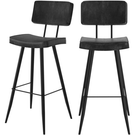 Set de 2 sillas de bar de cuero sintético gris/negro 76 cm - Texas