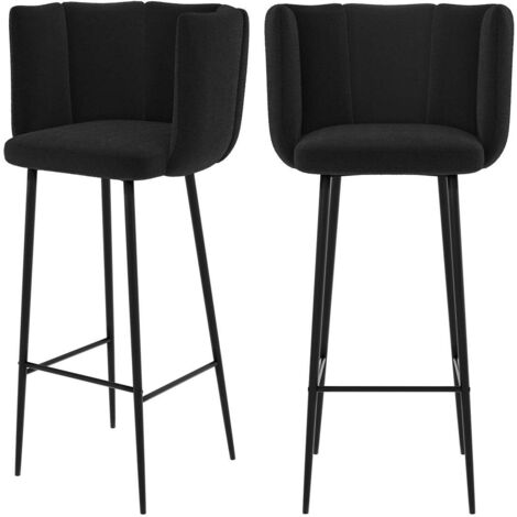 Set de 2 sillas de bar de terciopelo negro - Rosy