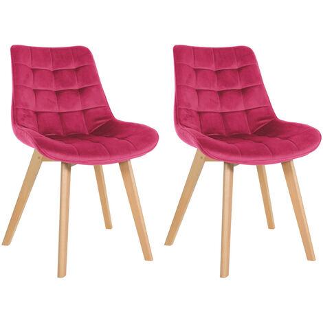 Set de 2 Sillas de comedor Brook en terciopelo Rojo