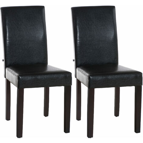 Set de 2 sillas de comedor Ina en cuero sintético Marrón Marrón oscuro
