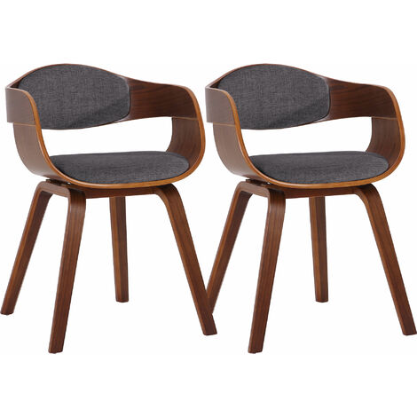 Set de 2 sillas de comedor Kingston de tela y madera Nogal/gris claro