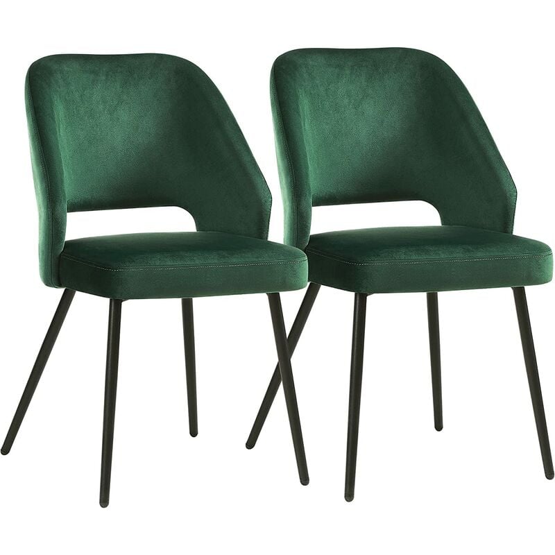 

Songmics - Set de 2 Sillas de Comedor, Silla de Ocio Moderna de Terciopelo de Mediados de Siglo, Silla de Cocina Tapizada con Patas Metálicas, para
