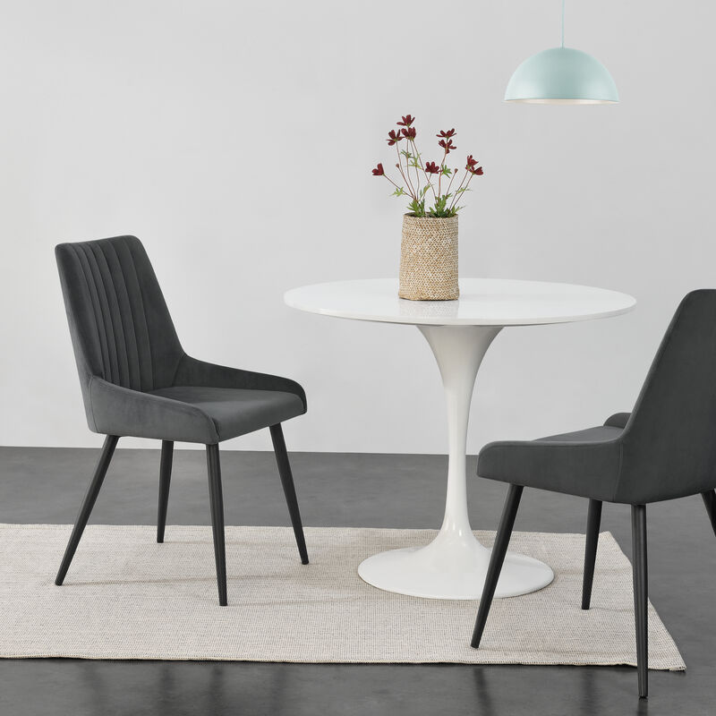 

Set de 2 Sillas de Diseño Alford - 83 x 52 x 59 cm - Sillas de Comedor Cocina Salón - Terciopelo - Asiento Cómodo para Oficina - Patas Negras de