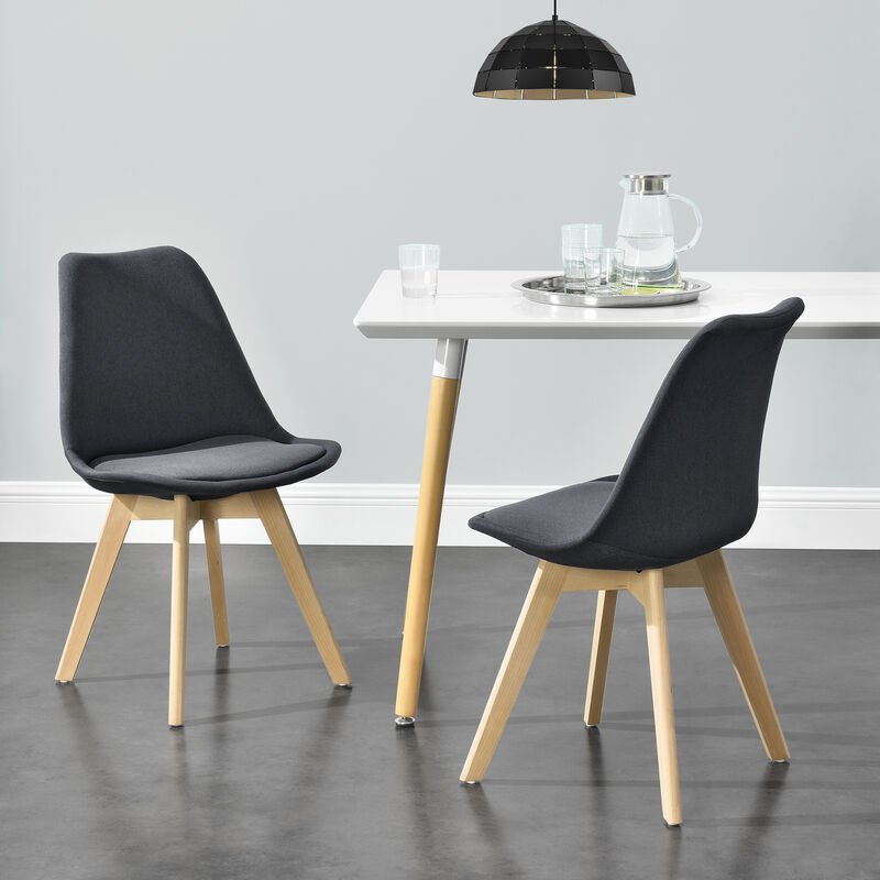 

Set de 2 Sillas de diseño Frederikstad - 81 x 42 x 48 cm - Conjunto de Sillas de comedor - Silla de cocina - Patas de haya - Asiento Tapizado en