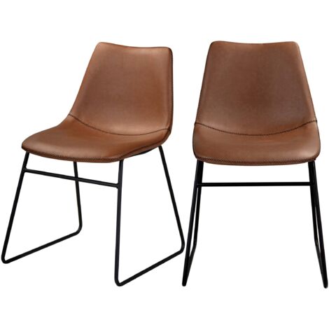 Set de 2 sillas de piel sintética marrón - Gaspard