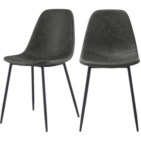 Set de 2 sillas de piel sintética negra - Henrik