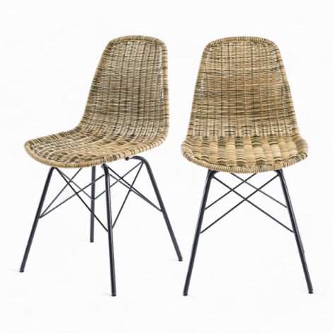 Set de 2 sillas de resina tejida marrón - Tiptur