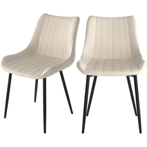 RENDEZ-VOUS DÉCO Set de 2 sillas de tela beige y metal negro - Killi