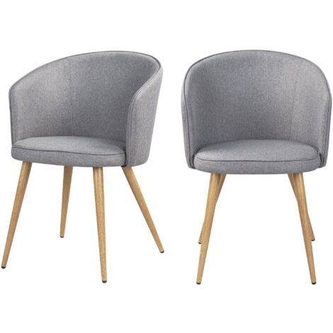 Set de 2 sillas de tela gris claro con patas de metal - Chiara