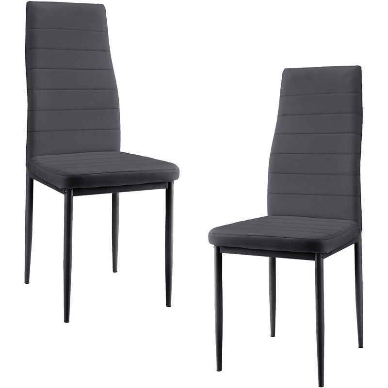 

Set de 2 sillas gris respaldo alto comedor silla tapizada cuero sintético