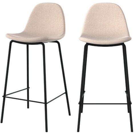 Set de 2 sillas para isla central en tela beige 65 cm - Henrik