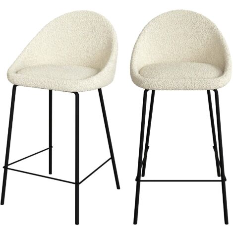 Set de 2 sillas para isla de cocina blancas efecto lana 65 cm - Misty