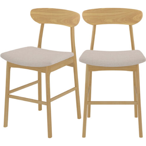 Set de 2 sillas para isla de cocina en tela beige 66 cm - Lana
