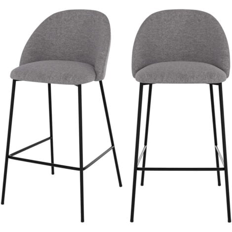 RENDEZ-VOUS DÉCO Set de 2 sillas para isla de cocina en tela moteada gris oscuro 66 cm - Karl