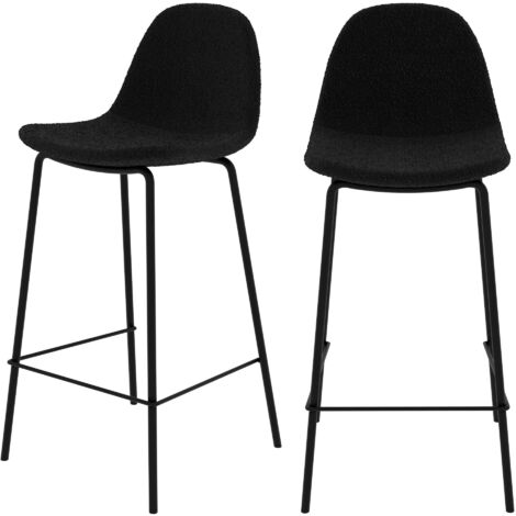 Set de 2 sillas para isla de cocina en tela negra 65,5 cm - Henrik
