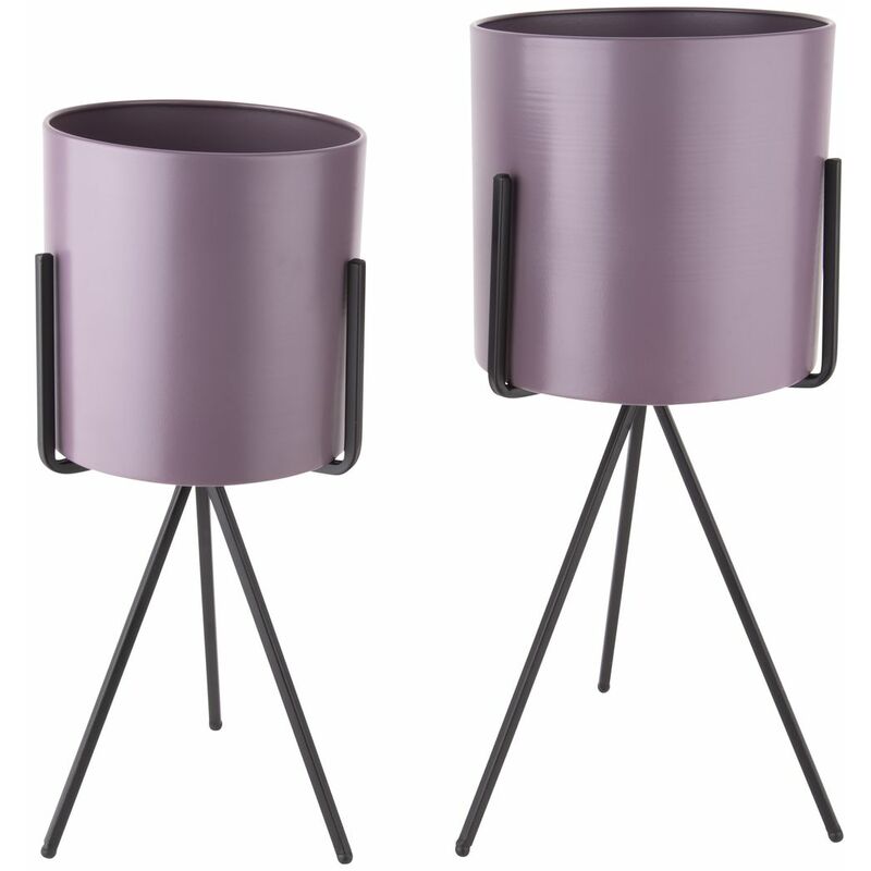Duo de Cache-pot Pedestal xl - Diam. 23 x 48,5 - Violet