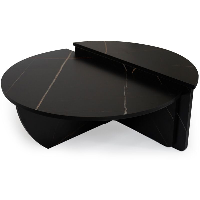 Cotecosy - Set de 2 tables basses design Glowik Effet marbre noir