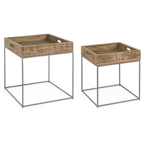 Set de 2 tables basses en bois de style industriel