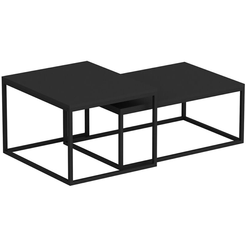 Set de 2 tables basses gigognes rectangulaires noir mat