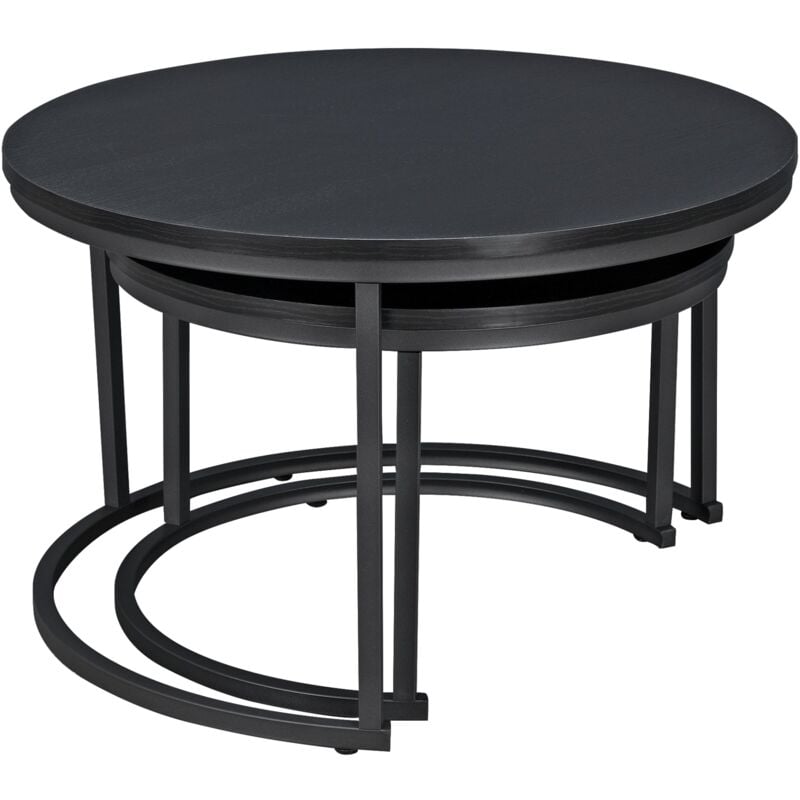 Set de 2 tables basses rondes gigognes noir