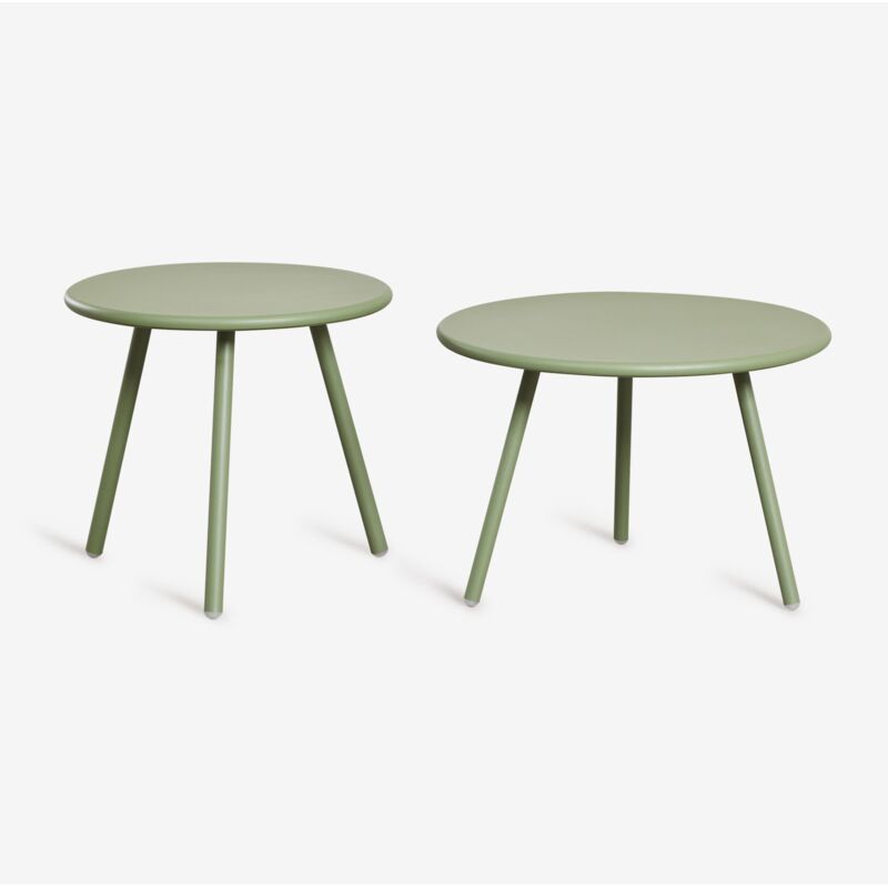 Ensemble de 2 tables d'appoint de jardin en fer Aradina Sklum Vert Laurier