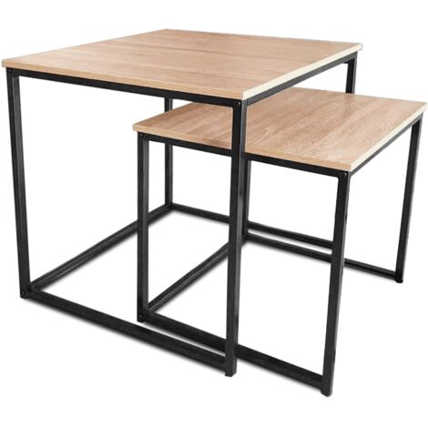 Set de 2 tables d'appoint gigognes de tailles différentes en bois MDF et couleur noire