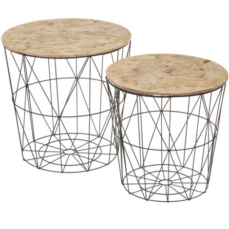 Set de 2 tables d'appoint industrielles en métal noir