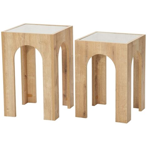 Petite table d'appoint en marqueterie de chêne finition bois naturel  ARLINGTON 2
