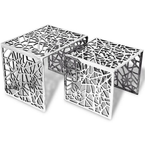 Set de 2 tables gigognes métal argenté Elyach