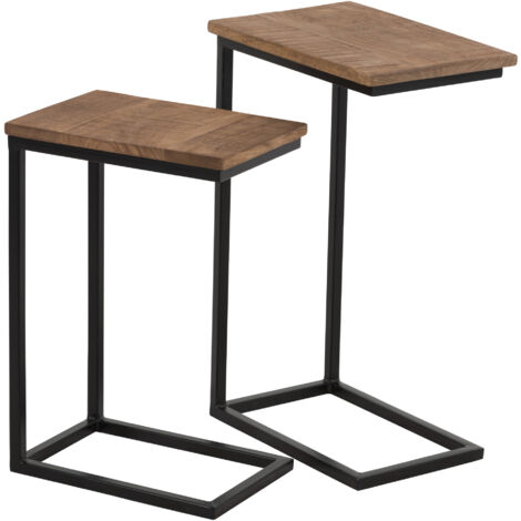 Set de 2 tables rectangulaire métal naturel Gio L 40-L 37cm