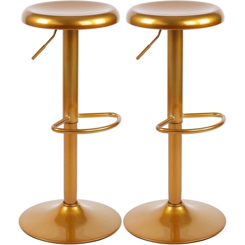 Set de 2 tabourets de bar hauteur réglable avec repose-pieds design moderne en métal doré 100005863