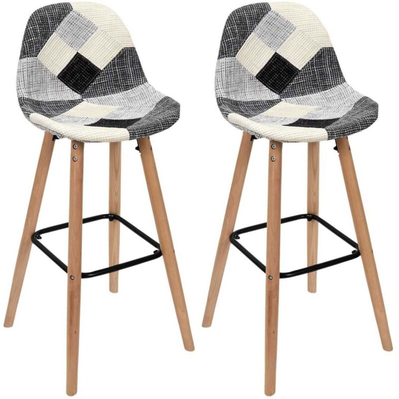 The Home Deco Factory – Lot de 2 tabourets de bar patchwork gris – Métal – Hauteur d'assise 75cm – Style contemporain pour cuisine ou salon The Home Deco Factory – Lot de 2 tabourets de bar patchwork gris – Métal – Hauteur d'assise 75cm – Style contemporain pour cuisine ou salon